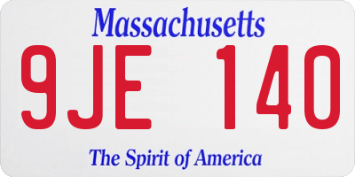 MA license plate 9JE140