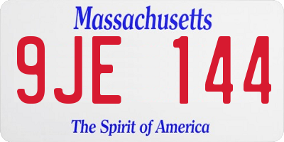 MA license plate 9JE144