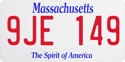MA license plate 9JE149