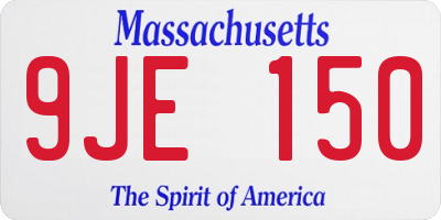 MA license plate 9JE150