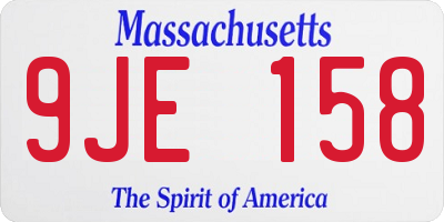 MA license plate 9JE158