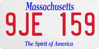 MA license plate 9JE159