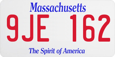 MA license plate 9JE162