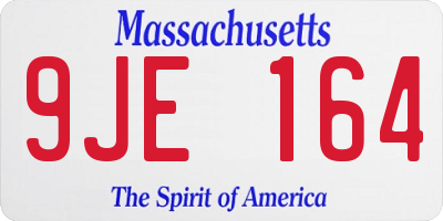 MA license plate 9JE164