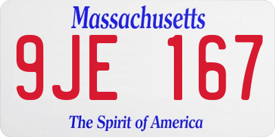 MA license plate 9JE167