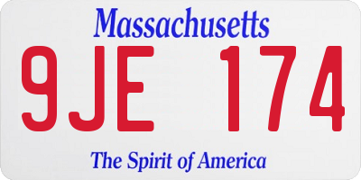 MA license plate 9JE174