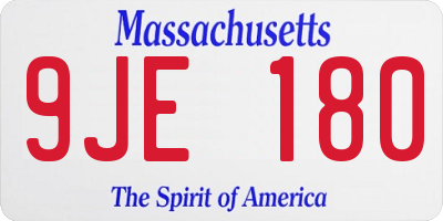 MA license plate 9JE180