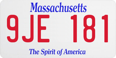 MA license plate 9JE181