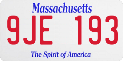 MA license plate 9JE193