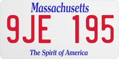 MA license plate 9JE195