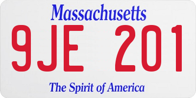 MA license plate 9JE201