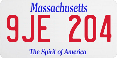 MA license plate 9JE204