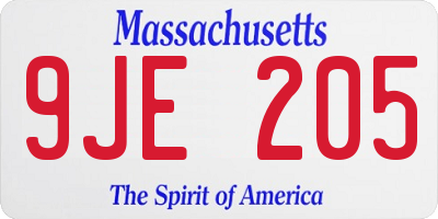 MA license plate 9JE205