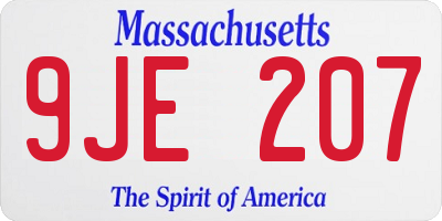 MA license plate 9JE207