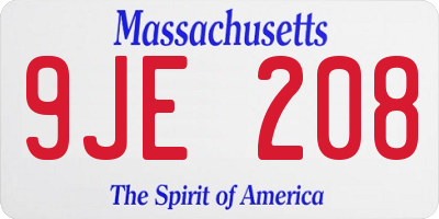 MA license plate 9JE208