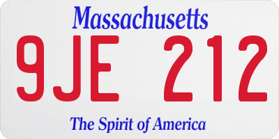 MA license plate 9JE212