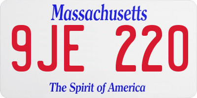 MA license plate 9JE220