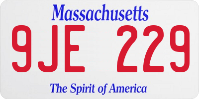 MA license plate 9JE229