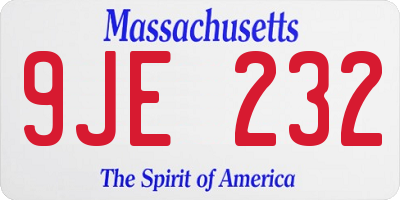 MA license plate 9JE232