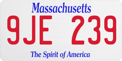 MA license plate 9JE239