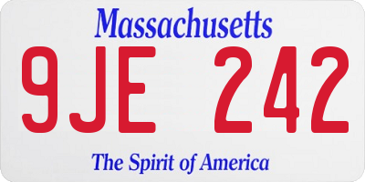 MA license plate 9JE242