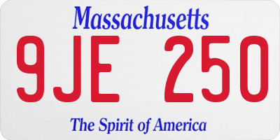 MA license plate 9JE250