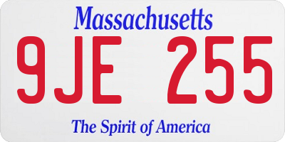 MA license plate 9JE255