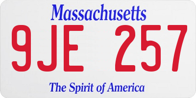 MA license plate 9JE257