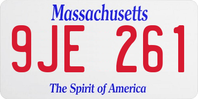 MA license plate 9JE261