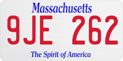 MA license plate 9JE262