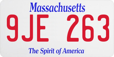 MA license plate 9JE263