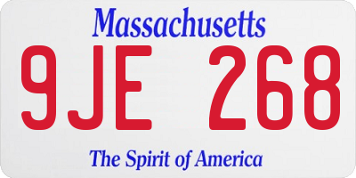 MA license plate 9JE268