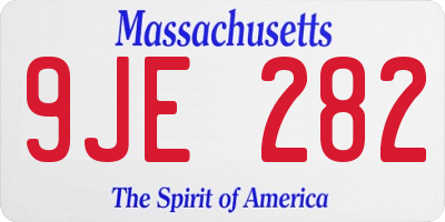 MA license plate 9JE282