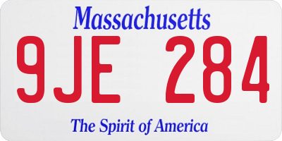 MA license plate 9JE284