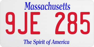 MA license plate 9JE285