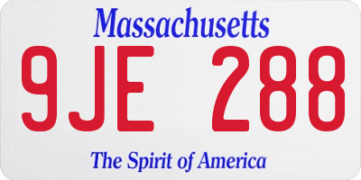 MA license plate 9JE288