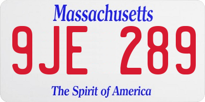 MA license plate 9JE289