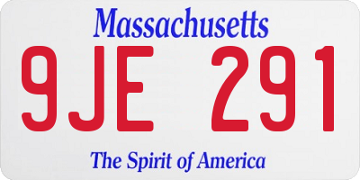 MA license plate 9JE291