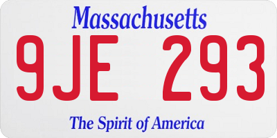 MA license plate 9JE293