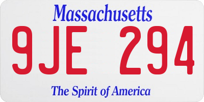 MA license plate 9JE294