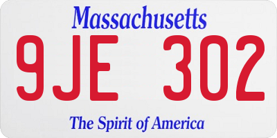 MA license plate 9JE302