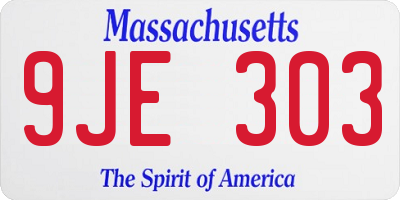 MA license plate 9JE303