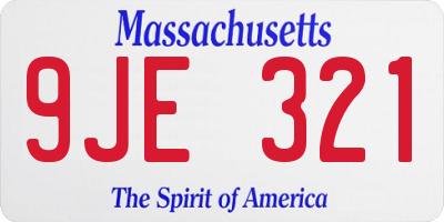 MA license plate 9JE321