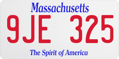 MA license plate 9JE325
