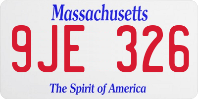 MA license plate 9JE326