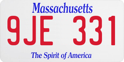 MA license plate 9JE331