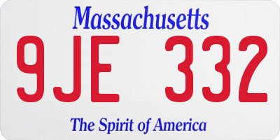MA license plate 9JE332