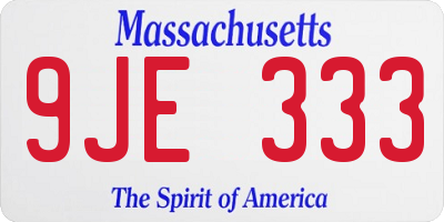 MA license plate 9JE333