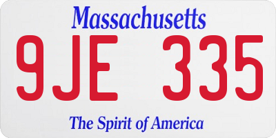 MA license plate 9JE335