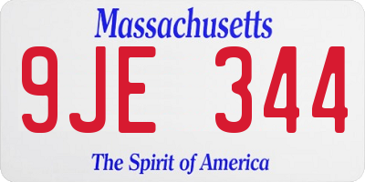 MA license plate 9JE344